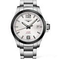 Longines Longines Conquest V.H.P. L3.719.4.76.6  L37194766 кварцевые мужские часы серебристый циферблат, браслет нержавеющая сталь — вид спереди